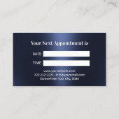 歯科医ネイビーブルーグリッター歯メタリック歯科 予約カード (裏面)