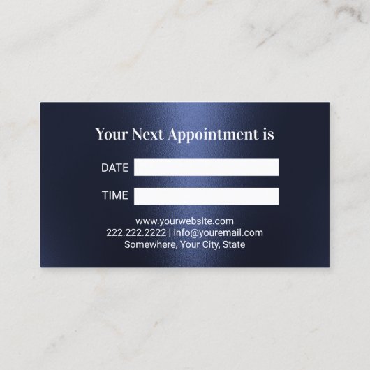 歯科医ネイビーブルーグリッター歯メタリック歯科 予約カード (裏面)