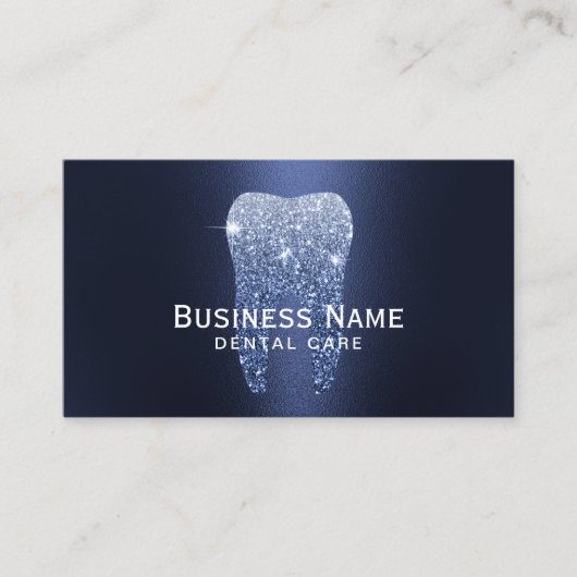 歯科医ネイビーブルーグリッター歯メタリック歯科 予約カード (正面)