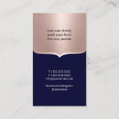 歯科医ネイビー&バラ金ゴールド写真歯科医院 名刺 (裏面)