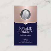 歯科医ネイビー&バラ金ゴールド写真歯科医院 名刺 (正面)