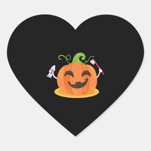 歯科医ハロウィンカボチャ歯 ハートシール (正面)