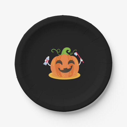 歯科医ハロウィンカボチャ歯 ペーパープレート (正面)