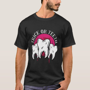 歯科医ハロウィーントリックまたは歯科用助手の治療 Tシャツ