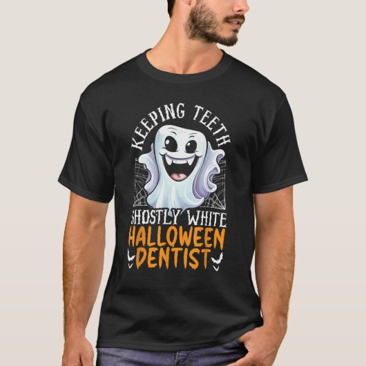 歯科医ハロウィーントリックまたは治療歯科歯科 Tシャツ (正面)