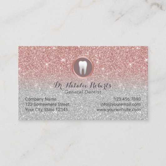 歯科医バラ金ゴールドグリッター歯科アポイントメント 予約カード (正面)