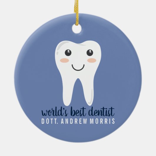 歯科医パーソナライズされた用ギフトアイディア セラミックオーナメント (裏面)