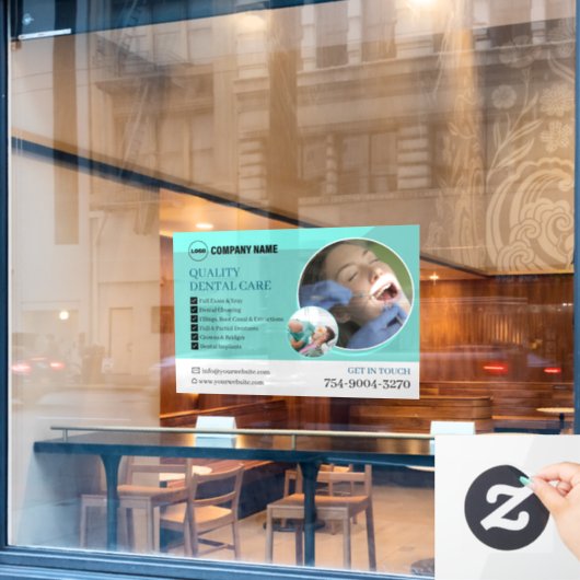 歯科医ビジネスのプロモカスタムノのウィンドウの固定 ウィンドウサイン (カフェ窓)