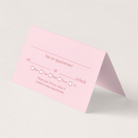 歯科医ピンクアポイントメント名刺 名刺 (裏面)