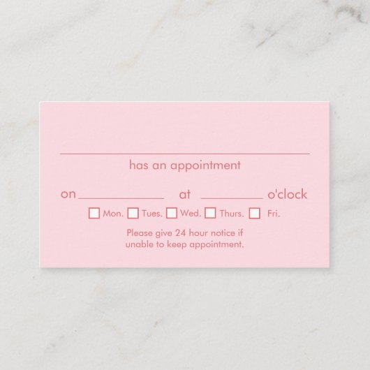 歯科医ピンクアポイントメント名刺 名刺 (裏面)