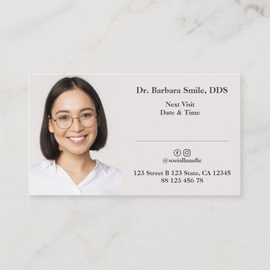 歯科医フェイク金ゴールド歯の写真ミニマル 名刺 (裏面)