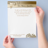 歯科医フライヤー歯のロゴ葉金ゴールドグリッター チラシ (手)