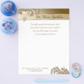 歯科医フライヤー歯のロゴ葉金ゴールドグリッター チラシ (シングル)