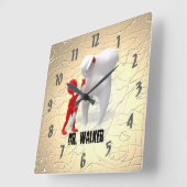 歯科医プロフェッショナルデザイナードクターウォッチ スクエア壁時計 (傾斜)