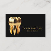 歯科医プロフェッショナル3D金ゴールド歯デンタルケア 名刺 (正面)