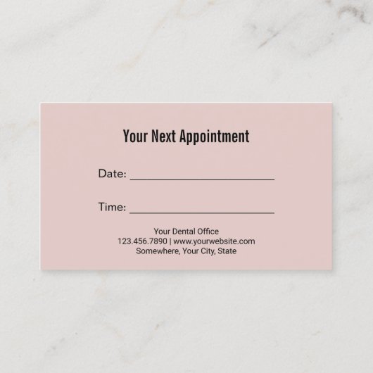 歯科医ミニマルロゴネイビーピンクアポイントメント 予約カード (裏面)