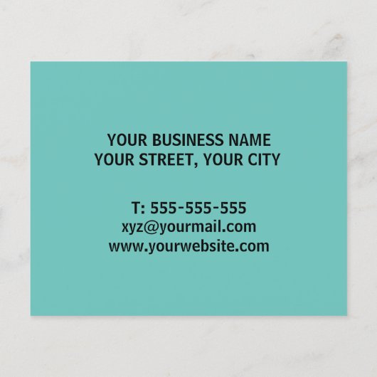 歯科医ミニマルロゴ光ティール（緑がかった色）歯科医院 チラシ (裏面)