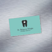歯科医ミニマルロゴ光ティール（緑がかった色）歯科医院 マグネット名刺 (インサイチュ)
