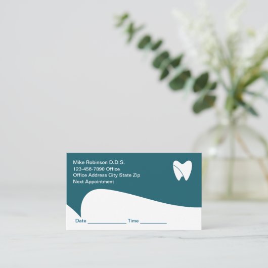 歯科医モダンアポイントメント注意喚起名刺 予約カード (スタンド正面)