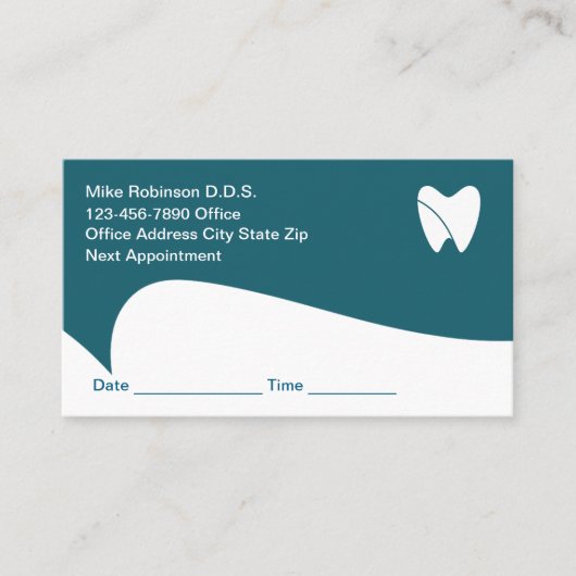 歯科医モダンアポイントメント注意喚起名刺 予約カード (正面)