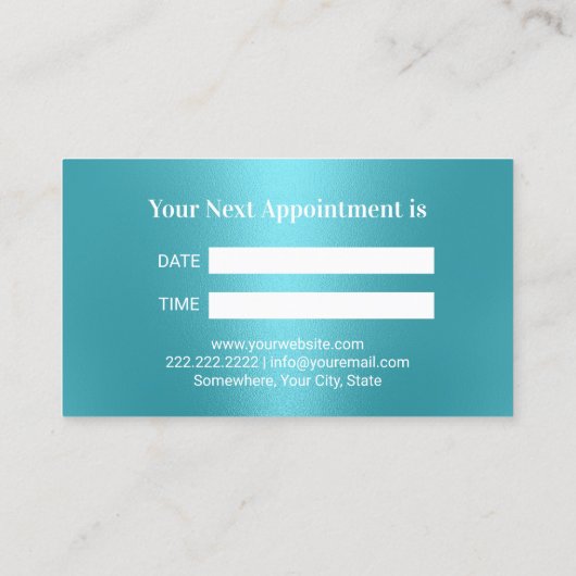 歯科医モダンターコイズ歯金属歯科 予約カード (裏面)