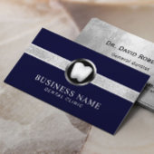 歯科医モダンネイビーブルー&シルバー歯科医院 名刺