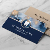 歯科医モダンネイビーブルー&金ゴールド歯科医院 名刺