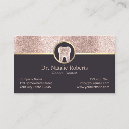 歯科医モダンバラ金ゴールドグリッター歯デンタルケア 予約カード (正面)