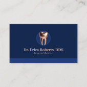 歯科医モダンバラ金ゴールド歯ネイビーブルー歯科 名刺 (正面)