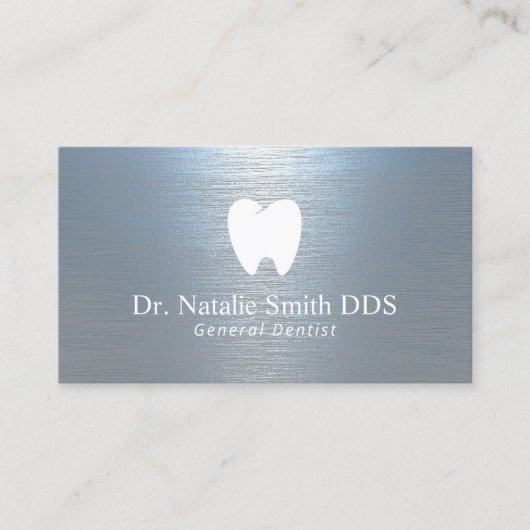 歯科医モダンブラシ付きダスティブルー歯科医院 名刺 (正面)