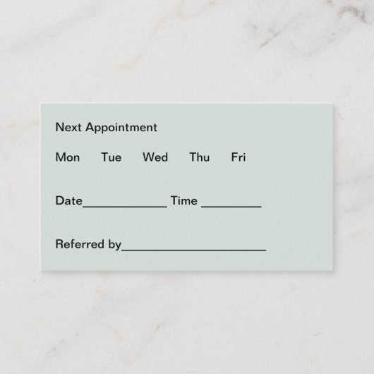 歯科医モダン低鍵アポイントメントカード 予約カード (裏面)