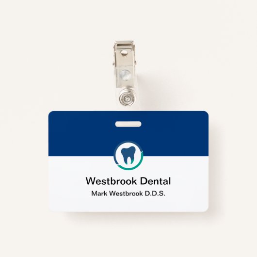 歯科医モダン務員名バッジ バッジ (裏面クリップ)