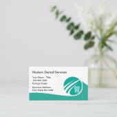 歯科医モダン室ティール（緑がかった色）アポイントメントカード 名刺 (スタンド正面)