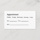 歯科医モダン室ティール（緑がかった色）アポイントメントカード 名刺 (裏面)