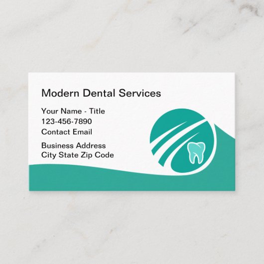 歯科医モダン室ティール（緑がかった色）アポイントメントカード 名刺 (正面)