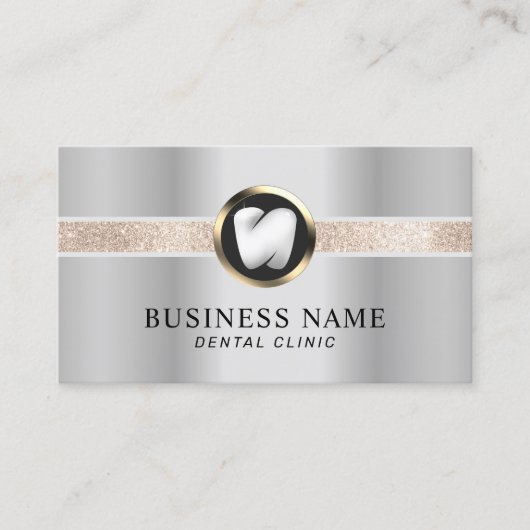 歯科医モダン歯ロゴシルバー歯科医院 名刺 (正面)