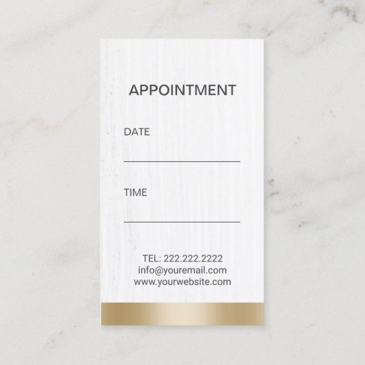 歯科医モダン歯ロゴ海軍金ゴールド歯科医院 予約カード (裏面)