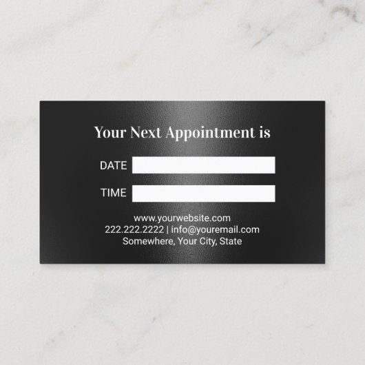 歯科医モダン用ダイヤモンド歯ブラックメタル歯科 予約カード (裏面)