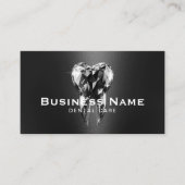 歯科医モダン用ダイヤモンド歯ブラックメタル歯科 予約カード (正面)
