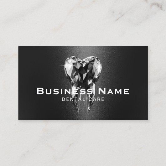 歯科医モダン用ダイヤモンド歯ブラックメタル歯科 予約カード (正面)
