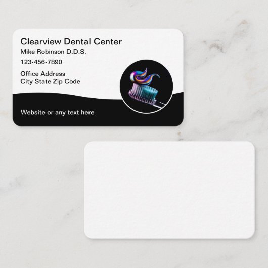 歯科医モダン用歯ブラシ名刺 名刺 (正面/裏面)
