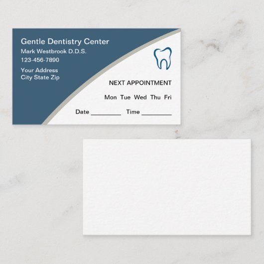 歯科医モダン編集可能アポイントメント名刺 名刺 (正面/裏面)