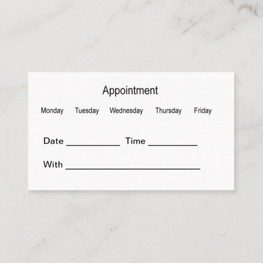 歯科医モダン者アポイントメント名刺テンプレート 予約カード (裏面)