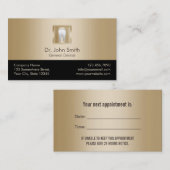 歯科医モダン金ゴールドデンタルケアアポイントメント 予約カード (正面/裏面)