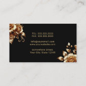 歯科医モダン金ゴールドフローラブラックデンタルケア 名刺 (裏面)