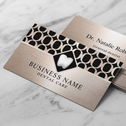 歯科医モダン金ゴールド幾何学的パターンデンタルケア 名刺