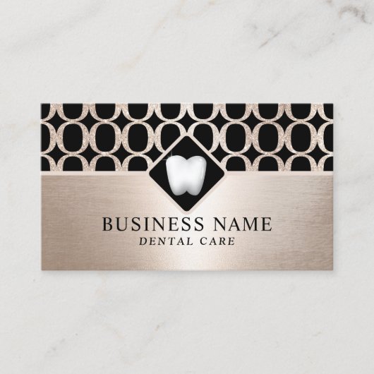 歯科医モダン金ゴールド幾何学的パターンデンタルケア 名刺 (正面)