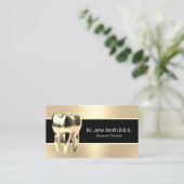 歯科医モダン金ゴールド3D歯デンタルケア 名刺 (スタンド正面)