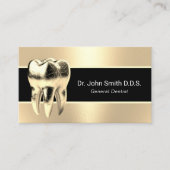 歯科医モダン金ゴールド3D歯デンタルケア 名刺 (正面)