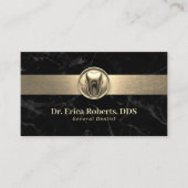 歯科医モダン金ゴールド3D歯黒歯科医院 名刺 (正面)